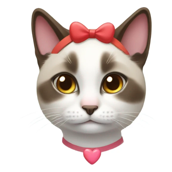 Snowshoe cat with heart headband sticker