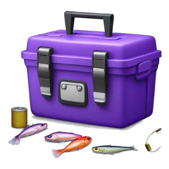 Realistic purple Fishing tackle box sticker