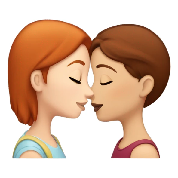 Redhead girl kissing brunette girl on the forehead sticker