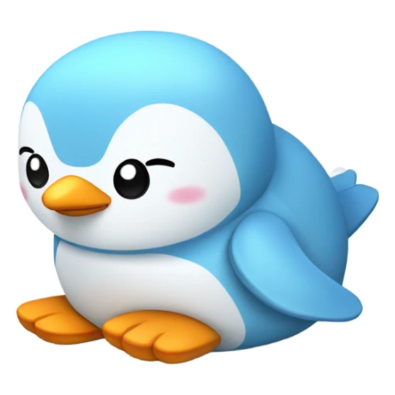 light blue penguin plush closed eyes laying down sticker