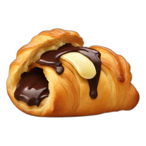 A chocolate croissant being eaten by a mouth sticker