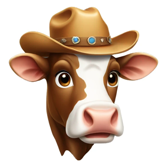 Cow with cowboy hat sticker