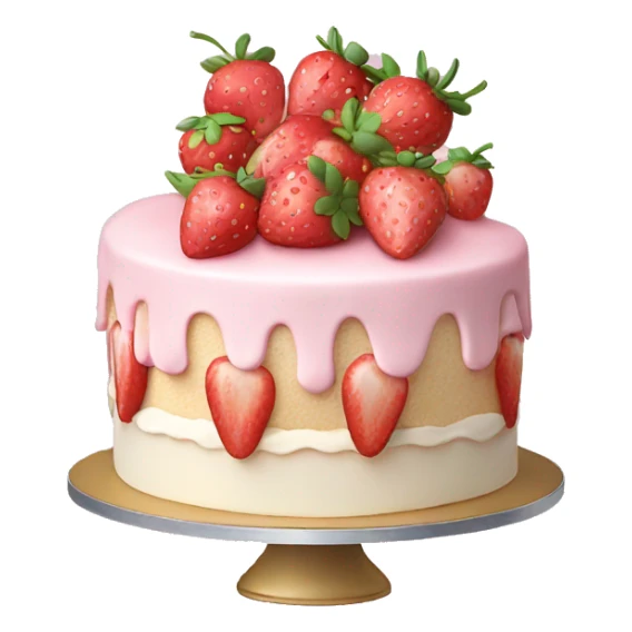 Light Pink strawberries and cream birthday cake  sticker