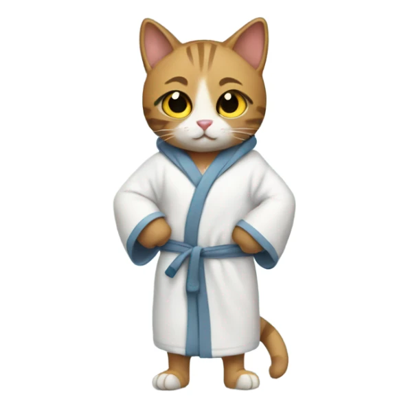 Cat in gym gear in an open robe sticker