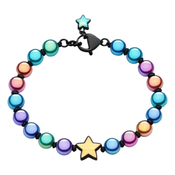 colourful round beaded bracelet with some star beads sticker