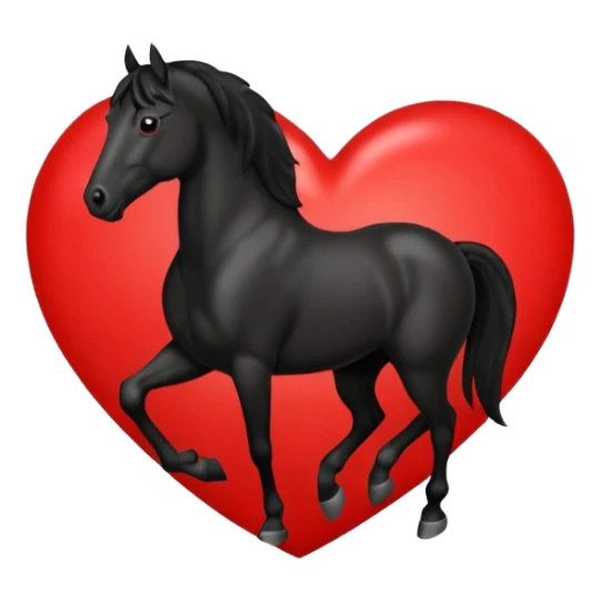 Black Horse centered within a red heart emoji sticker
