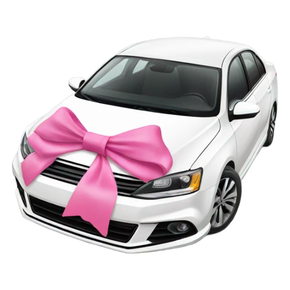 White Jetta GLI with a pink bow on top sticker