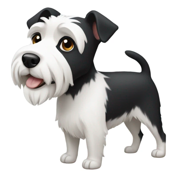 Black and white terrier with one half black face one half white face sticker