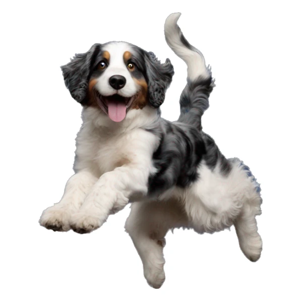 Merle bernedoodle jumping over the moon sticker