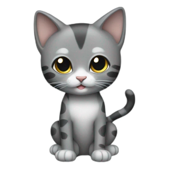 full body grey and black playful baby skinny cat sticker
