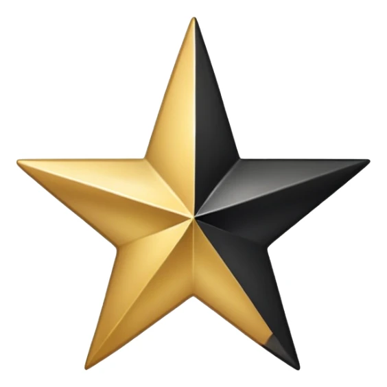 half golden and half black star, with a subtle shine on the gold side sticker
