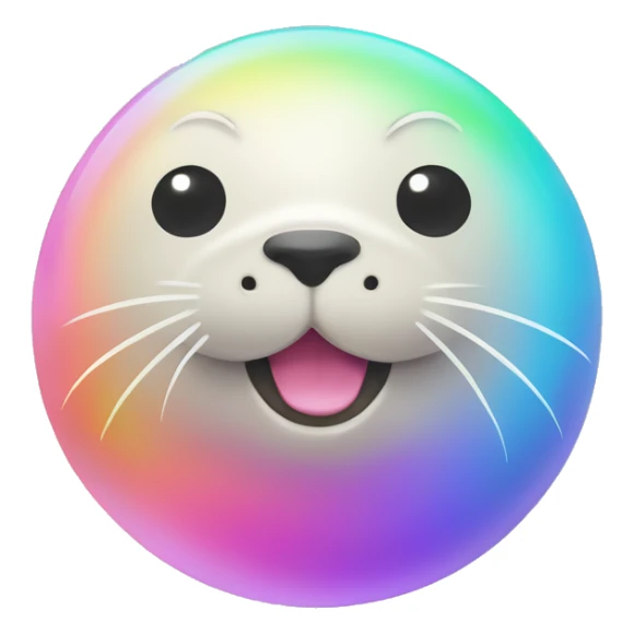 Kawaii pastel rainbow seal with neon ball on nose   sticker