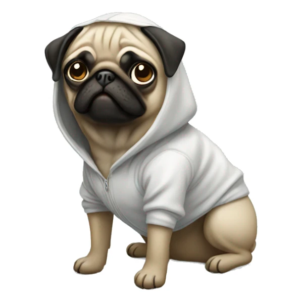 Pug wearing a hoodie sticker