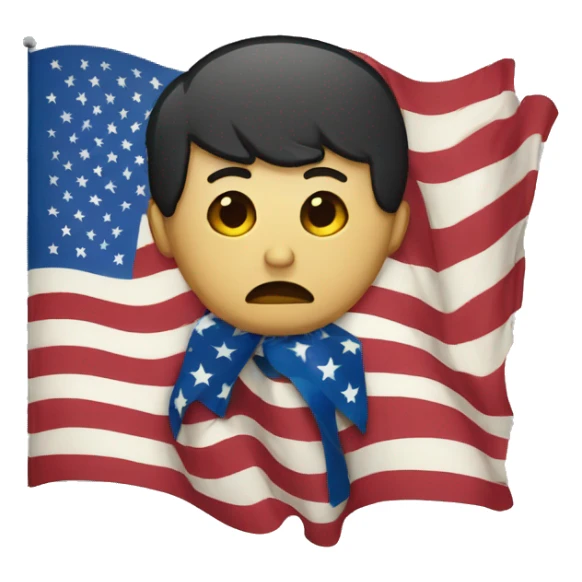 a sad american flag sticker