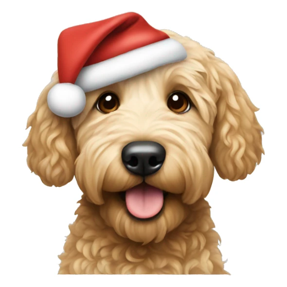 Golden doodle wearing Santa hat sticker