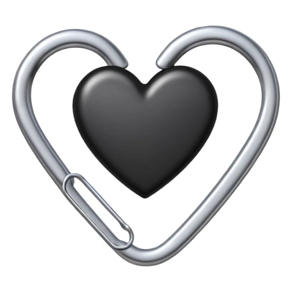 one silver paper clip with a black heart in the middle sticker