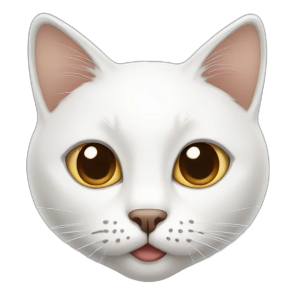 white cat with a little bit brown and half brown mouth sticker