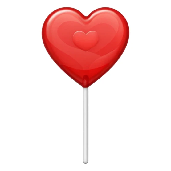 heart shaped semi transparent red lollipop on a stick sticker