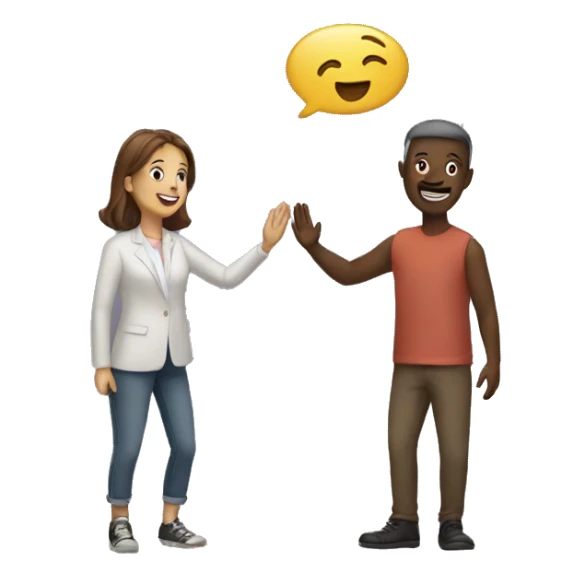 two people leaving each other while waving hands at each other sticker
