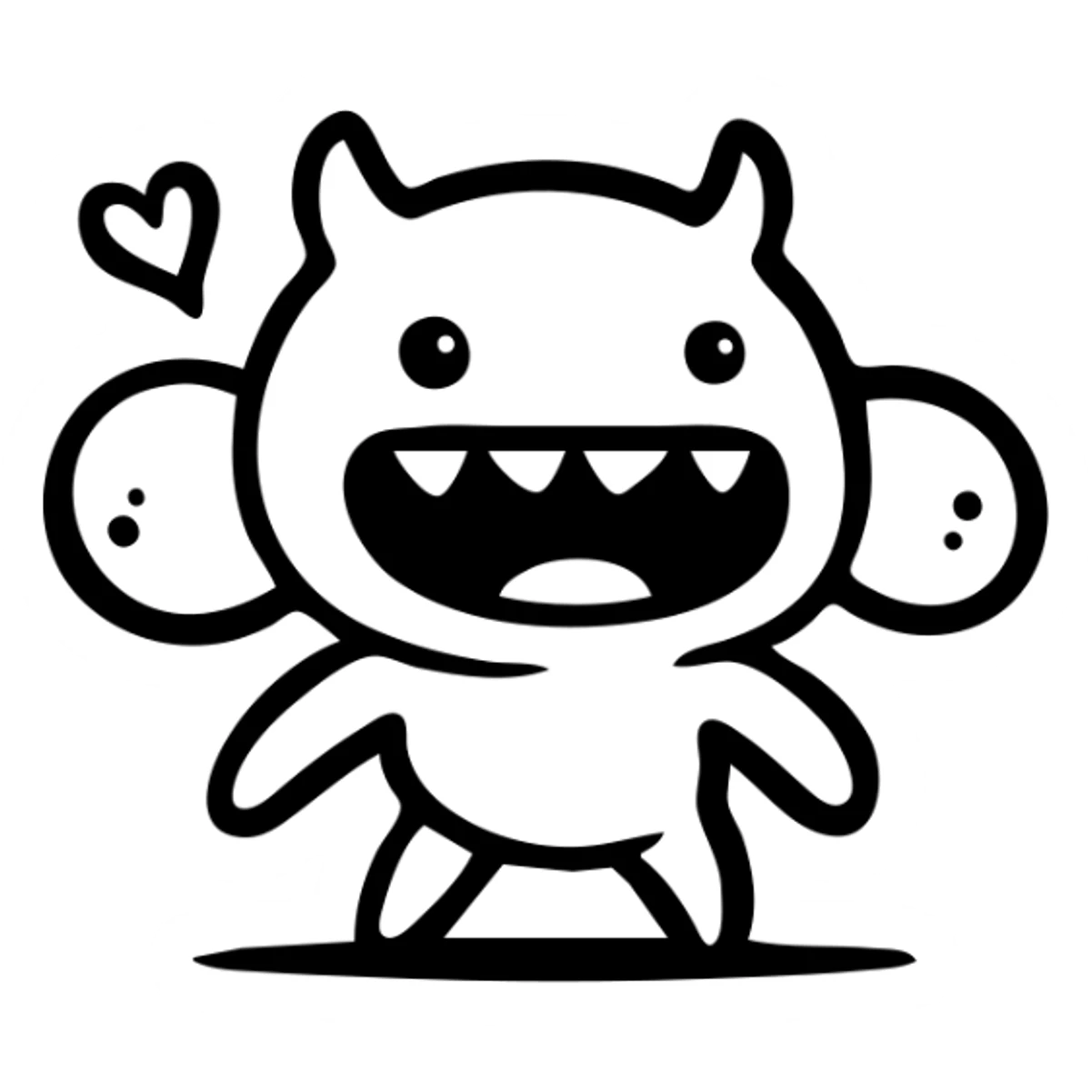 cute digimon monster with big head and small body sticker