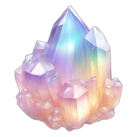 glossy Pastel whitish iridescent glass rainbow crystal cluster sticker