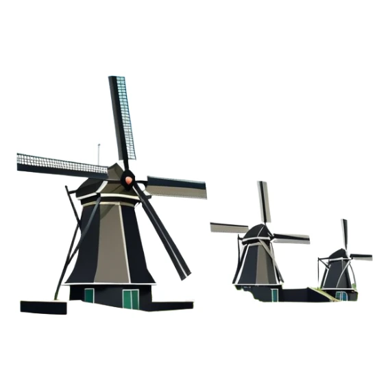 cinematic-realistic-kinderdijk-windmills-landmark-emoji,-showcasing-traditional-dutch-windmills-aligned-along-a-tranquil-canal,-with-lush-green-fields ina. picture frame sticker