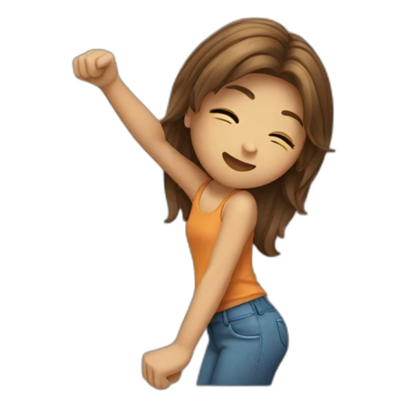 A brown hair girl dabbing sticker