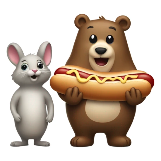 A bear with a hot dog and a bunny friend  sticker