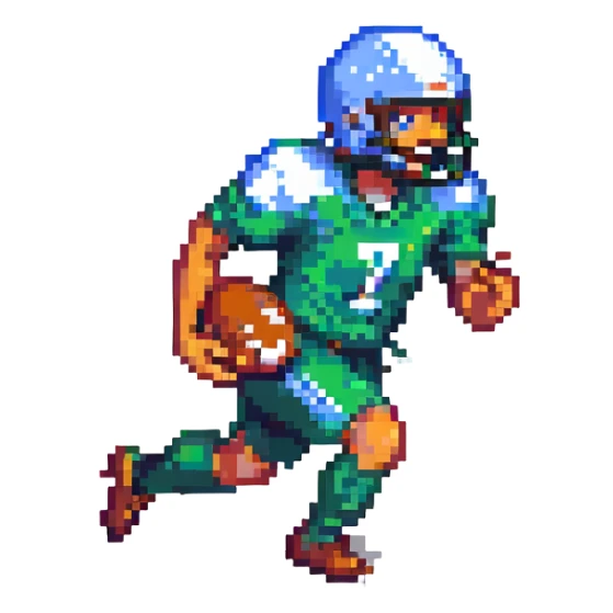 pixel art football player running with ball with simple background sticker