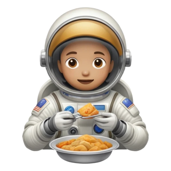 A person in a spacesuit eating a meal sticker