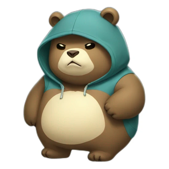 bear wearing a snorlax hoodie sticker