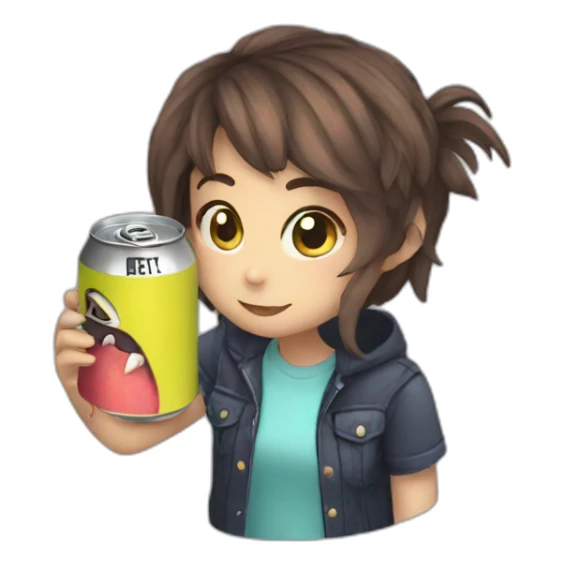 a femboy drinking a can of monster sticker