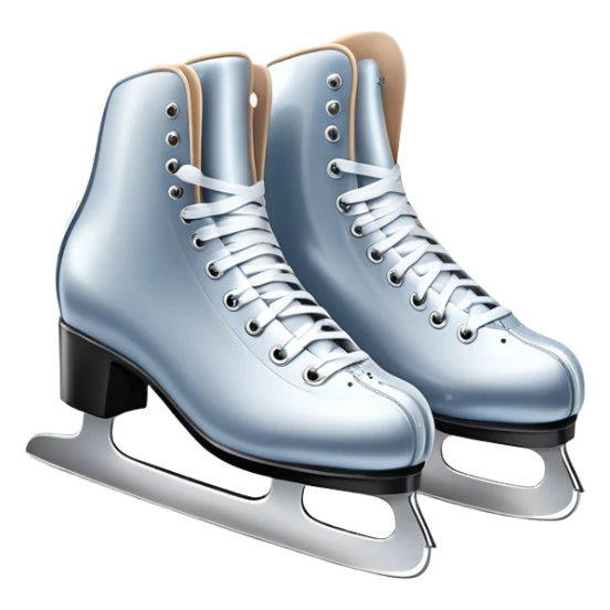 An icon showing a pair of elegant figure skates placed on the smooth, sparkling ice of a grand ice arena. The rink is surrounded by cheering spectators and soft arena lights, creating a beautiful, dynamic atmosphere. Transparent background highlights the grace and beauty of figure skating. sticker
