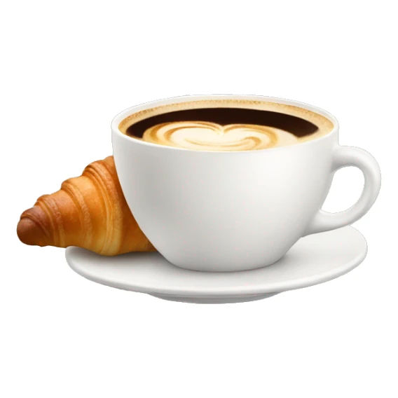 Cup of cappuccino with croissant sticker