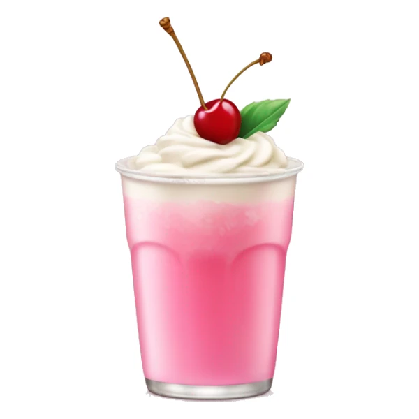 soft Pink soda drink with cream and cherry on top sticker