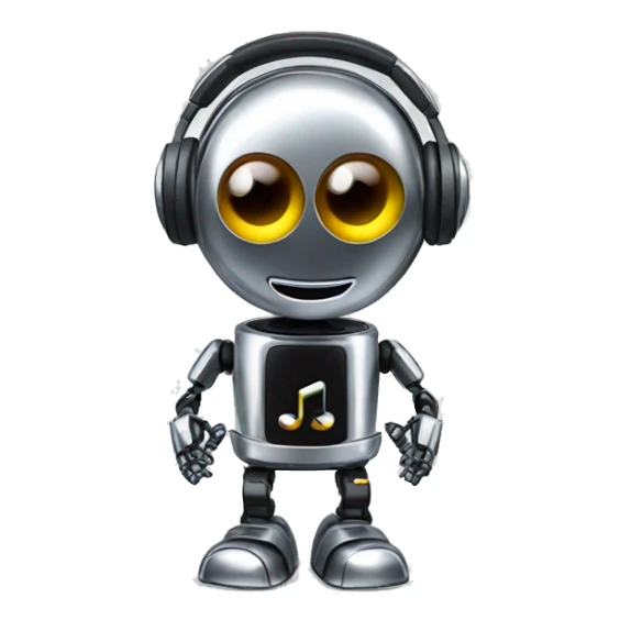 evil chrome robot listening to music sticker