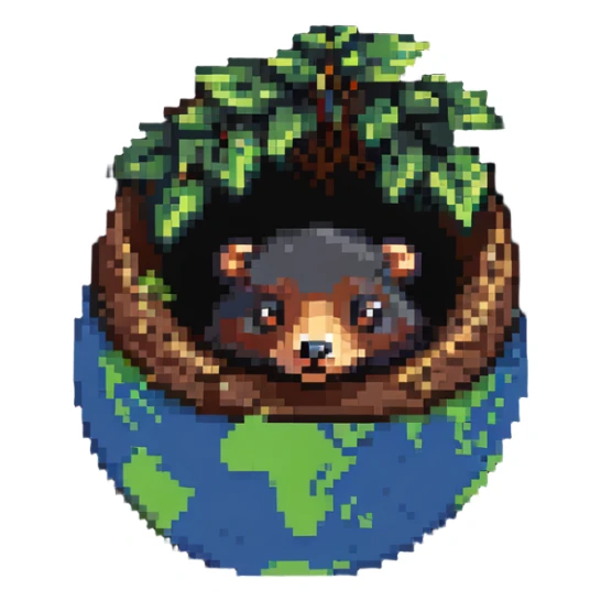 pixel art of a mole peeking out of the earth sticker