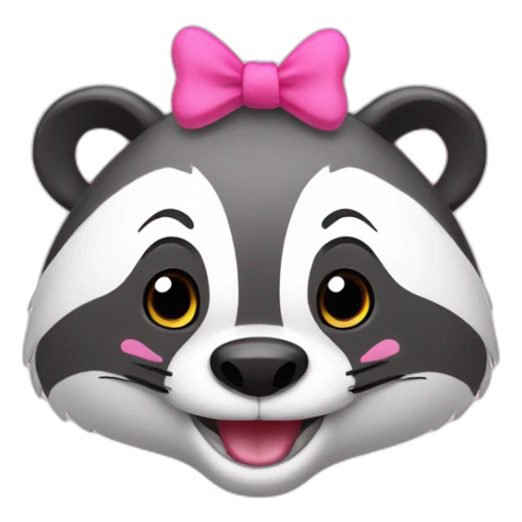 happy badger with pink bow on forehead sticker