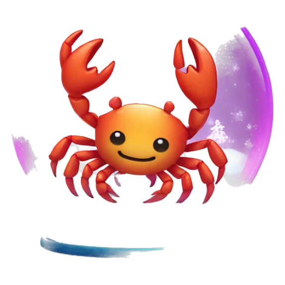 Kawaii neon crab in a magic snow globe  sticker