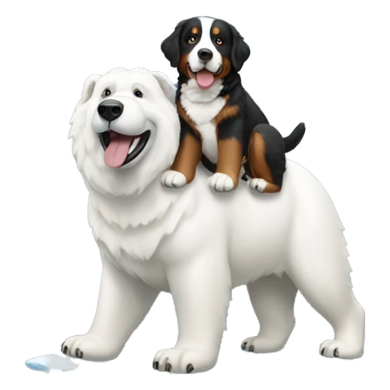 bernese mountain dog riding a polar bear  sticker