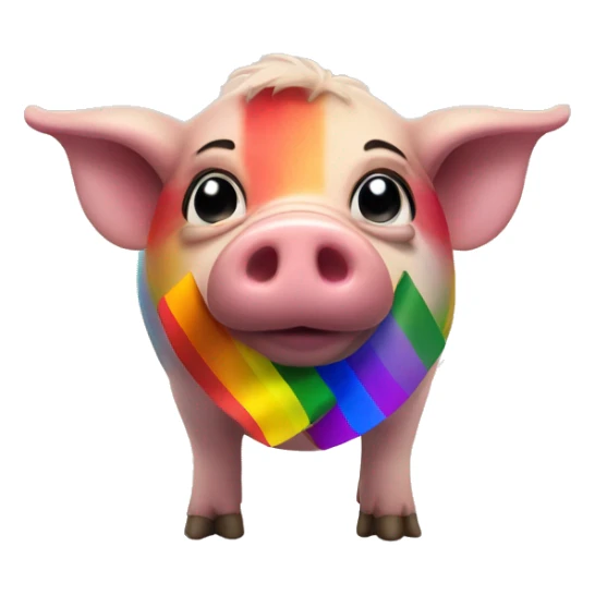 A gay pig with rainbow flags and a dirty look  sticker