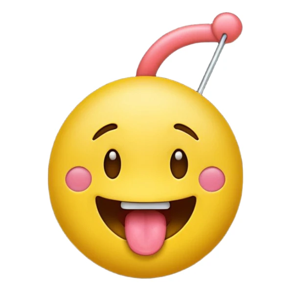 yellow emoji face with tongue sticking out and swinging back and forth sticker