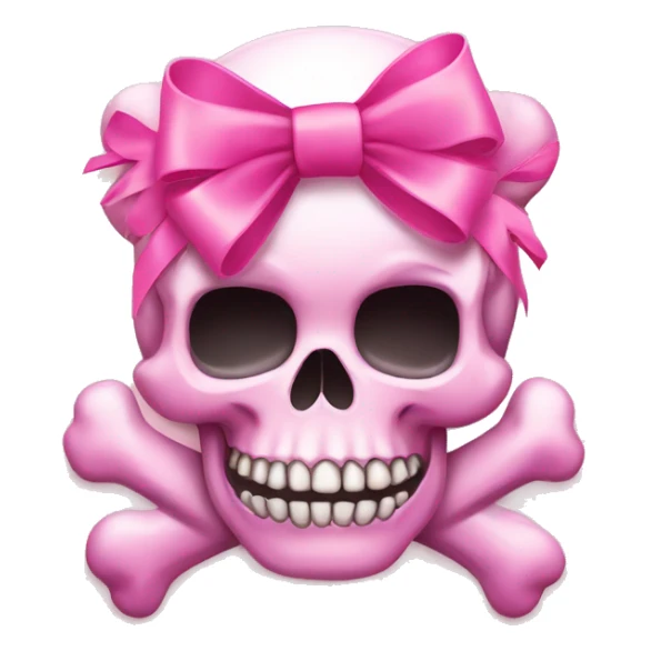 Pink Girly Skull and crossbones with pink bow  sticker