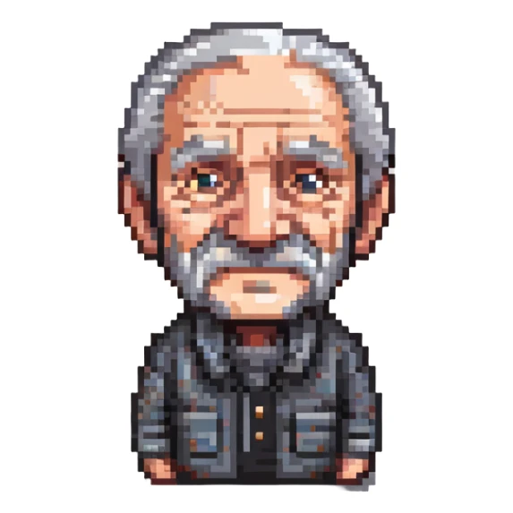 old man with wrinkles and gray hair sticker