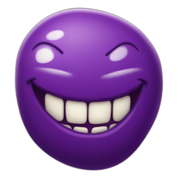 Purple bean with large toothy smile evil grin sticker