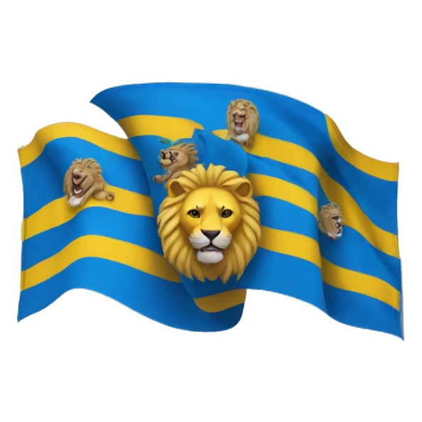 blue and yellow flag with three lion heads on it sticker