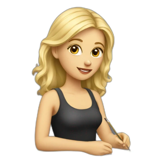 Blonde Girl studying in art school sticker