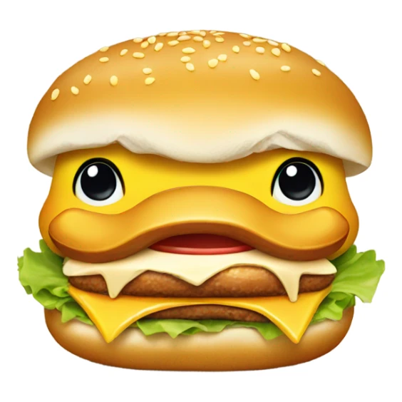 baby duck eating chicken burger  sticker