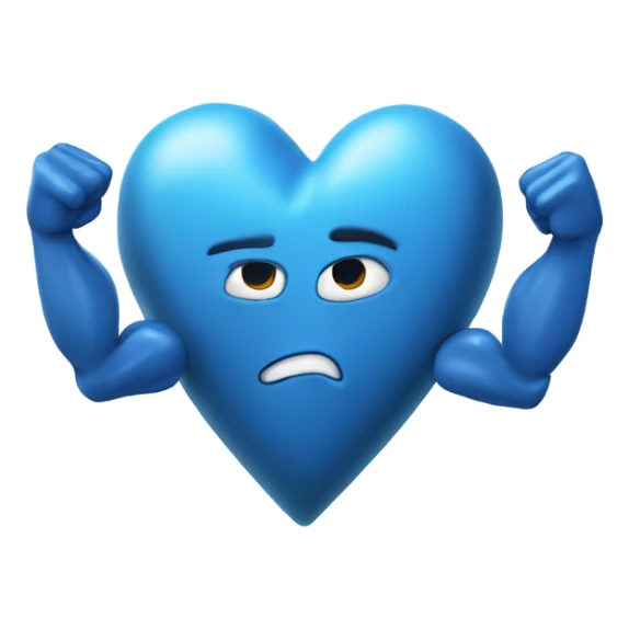 Blue love heart with muscles ￼ sticker
