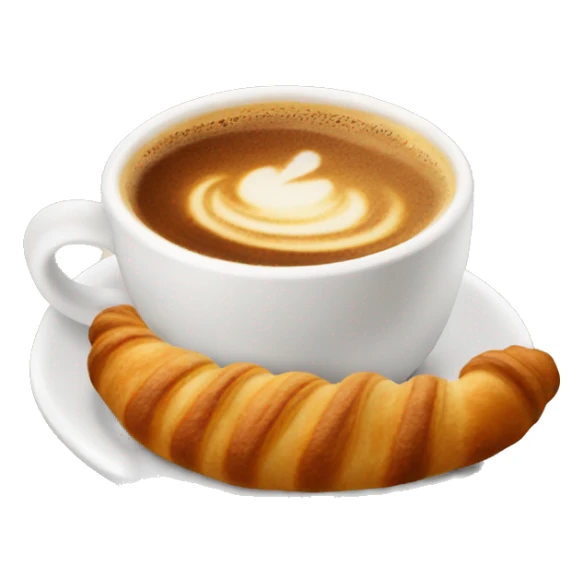 Cup of cappuccino with croissant sticker